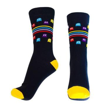 Imagem de Meias Pacman Fantasmas e Listrinhas - meias FSB