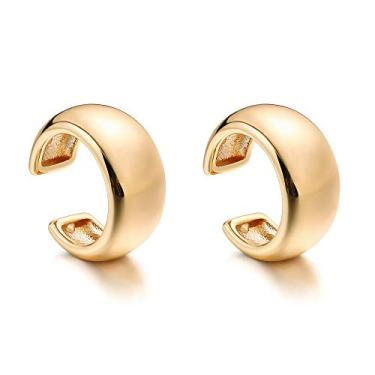 Imagem de Valloey Rover Brincos de prata esterlina banhados a ouro 14 K com clipe de cartilagem de hélice para cobrir brincos de nariz falso anel sem piercing ajustável