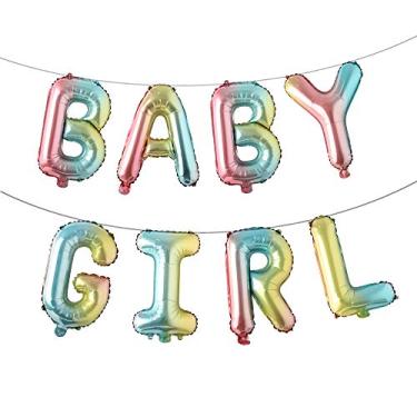 Imagem de Faixa de 40,6 cm para bebês, meninos, meninas, balões para aniversário, chá de bebê, artigos de decoração de festa revelação de gênero (BABY GIRL Rainbow)