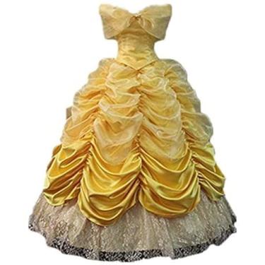 Imagem de Cos Bela e a Fera Bella fantasia cosplay fantasia de Halloween para festa de Natal, Feito sob medida, One Size