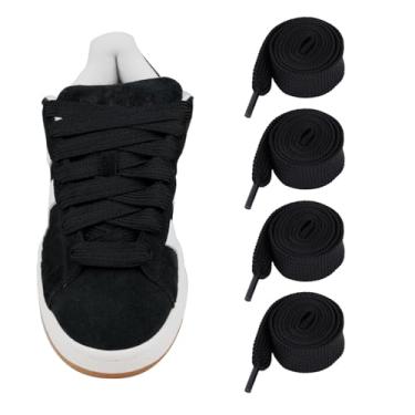 Imagem de NOQUBYS 2 pares de cadarços largos para Adidas Superstars, cadarços grossos de substituição para tênis, Preto, 35"