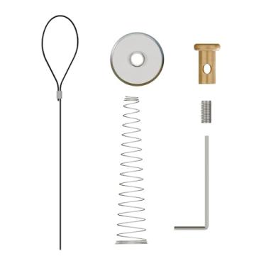 Imagem de DURIGID Puxador de cabo de trinco de portão, kit de trava acionada por mola para portões de metal de vinil de cerca de madeira, processado para portão de 5 a 15 cm de espessura, preto, 1 pacote