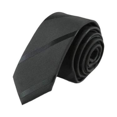 Imagem de Gravata Skinny Preta Masculina 5cm - Poliéster, Seda e Jacquard, 5, Sb