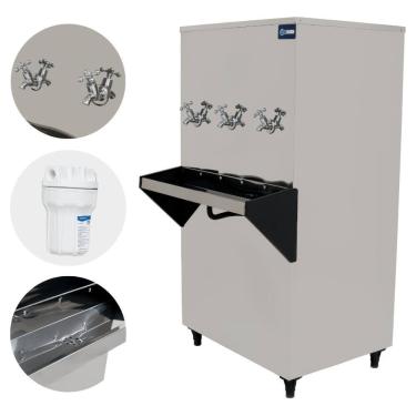 Imagem de Bebedouro Industrial 100 Litros Resfriador 3 Torneiras Inox KX10 Knox