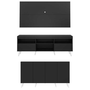 Imagem de Conjunto Sala De Estar Rack Painel Tv 65 e Aparador Retrô