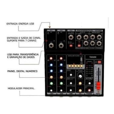 Imagem de Mesa De Som Profissional Mixer Efeitos 5 Canais Usb Tyt-005