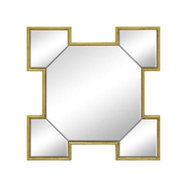 Imagem de Espelho Quadrado Cristal Moldura Dourada Design Unico Luxo