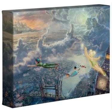 Imagem de Thomas Kinkade Tinker Bell da Disney e Peter Pan Fly To Neverland 20 x 25 tela emoldurada para galeria