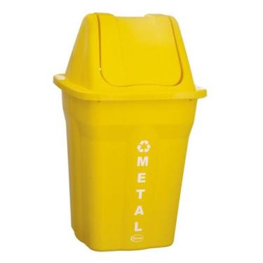 Imagem de Lixeira Com Tampa Basculante Metal Resistente 60 Litros - Plásticos Sa