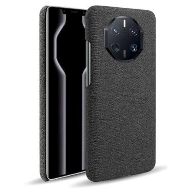 Imagem de Capa para Huawei Mate 60 RS,Capa desenhada em lona,Case Protetora Ultrafina com Empunhadura Macia,Design em Tecido Antichoque e Antiarranhões-Black