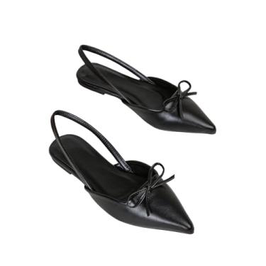 Imagem de Verdusa Sapato social feminino com laço e bico fino, Preto brilhante, 40