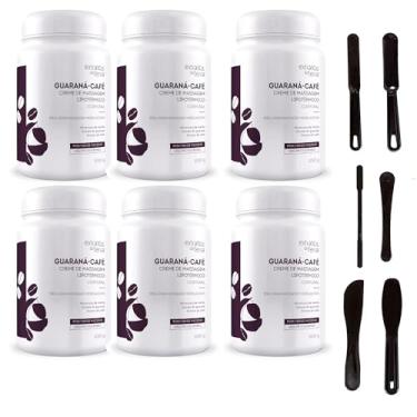 Imagem de Creme de Massagem Guaraná-Café Creme Hiperêmico 1000 g Kit 6 Unidades – Ação Redutora, Anticelulite e Termogênica