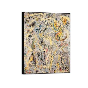 Imagem de MUHJDYC Jackson Pollock Pintura abstrata arte de parede famosa imagem em tela galáxia-impressões de arte moderna - pôster moldura preta para decoração de sala de estar 20x25cm-8x10in