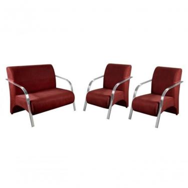 Imagem de Conjunto Poltronas Vênus Braço Alumínio Suede Marrom