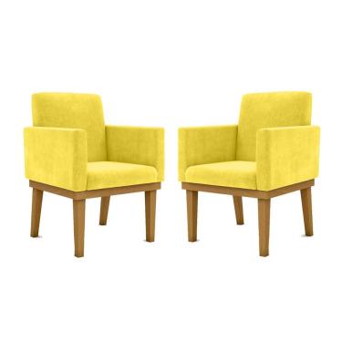Imagem de Kit 02 Cadeiras C/Base Mesa/Estudos Poltrona amarelo