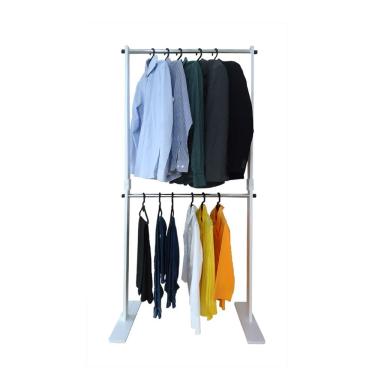 Imagem de Cabideiro Piso Chão Arara Camiseiro Desmontável Duplo Branco Laca