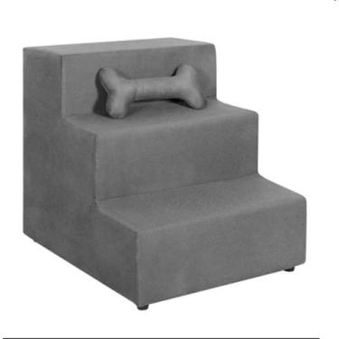 Imagem de Escada Para Cachorro Gato Pet 3 Degraus Cinza - JVT DECOR