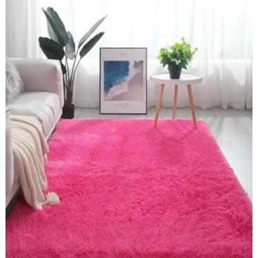 Imagem de Tapete Peludo Felpudo Shaggy 200x150 Para Sala e Quarto – Antiderrapante, Macio, Luxo, Pelo Alto 40mm, Decorativo (Rosa pink)