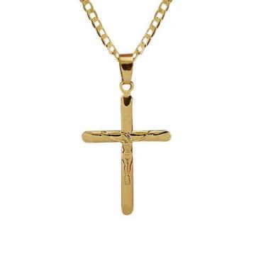Imagem de Corrente Cordão Masculino Grumet 70Cm + Pingente Crucifixo - Mimoo Jói