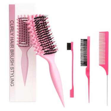 Imagem de Escova de cabelo encaracolado, escova definidora de cachos mais 3 peças de conjunto de pentes para pentear, modelar e pentear