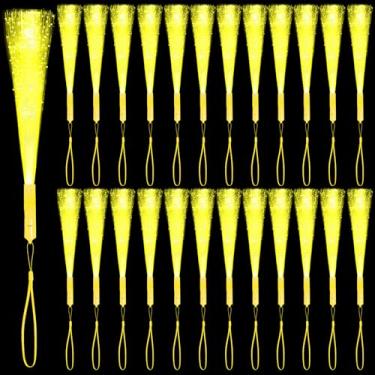 Imagem de 48 PCS Yellow Glow Fiber Wands Sticks LED Light Wands 3 Modes Flashing Fiber Optic Light Rod Bulk Fiber Optic Wands Glow in The Dark Party Favors for Bar Wedding Party Supplies