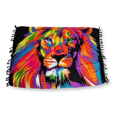 Imagem de Canga de Praia Viscose  Estampa Leão Colorido - Sarat Moda Indiana, Co