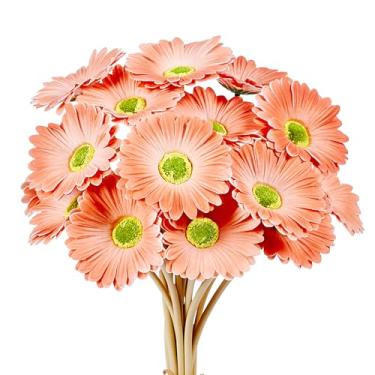 Imagem de SITUMEIZI 15 peças, margaridas artificiais, ramo de flores artificiais de margaridas falsas, coral, 38 cm para casamento, festa de noiva, decoração de cozinha