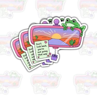 Imagem de Adesivo de 3 peças Don't Look Back You're Not Going That Way Cute Frog Motivation Quote Sarcastic Don't Look Back You're Not Going That Way Adesivos de carro para laptop, garrafa de água, caixa de