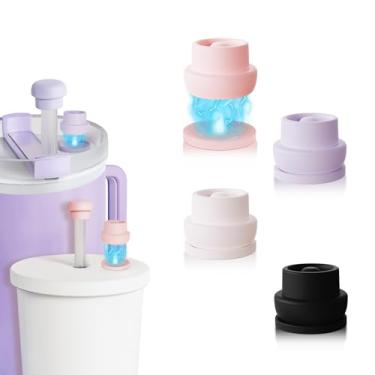 Imagem de Pacote com 4 tampas magnéticas de palha, capas de canudo de silicone para copos BrüMate Era & Resa - serve para canudos de 0,8 a 1,2 cm, tampa magnética compatível com Stanley de 1,13 g copo de 850 g