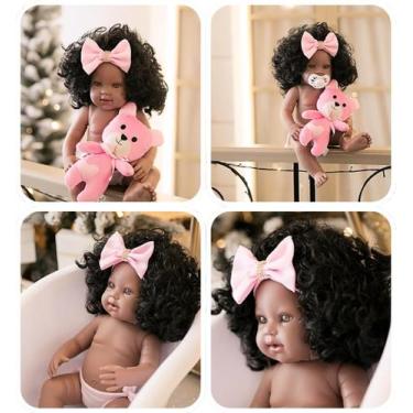 Imagem de Bebê Reborn Original Linda Menina Cabelo Afro 100% Silicone Meu Xodó