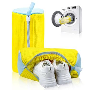 Imagem de Bolsa para máquina de lavar sapatos, bolsa de lavanderia para lavadora e secadora, sacos de sapatos de limpeza reutilizáveis para tênis, kit de limpeza sem manchas - amarelo, 2 peças