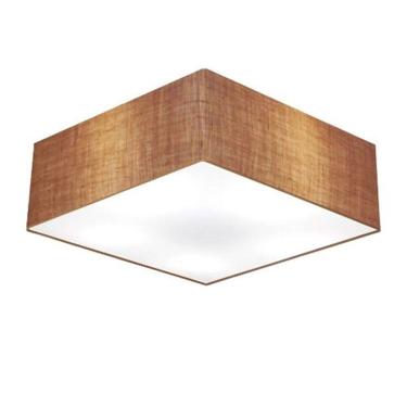 Imagem de Plafon Quadrado Md-3052 Cúpula em Tecido 15/60x60cm Palha - Bivolt