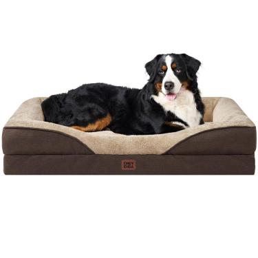 Imagem de Cama de cachorro EHEYCIGA Memory Foam XXL para cães extra grandes, marrom