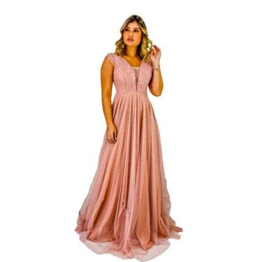 Imagem de Vestido De Festa Brilhante Casamento Madrinhas Mãe Noiva - Glamoor Fes