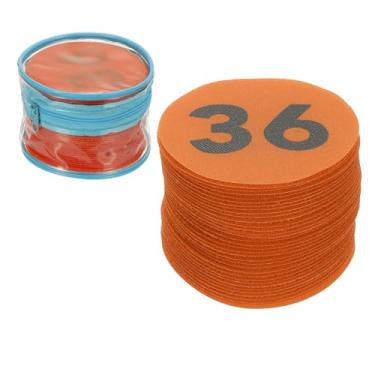 Imagem de YOKIVE Marcadores de pontos de carpete de 10 cm, 36 peças de pontos redondos de chão com números 1-36 alinhados com bolsa para professores, laranja