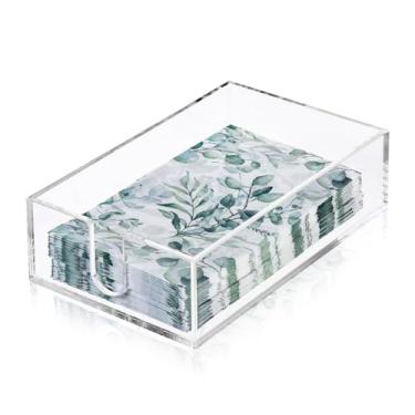 Imagem de MAONAME Suporte de guardanapo acrílico para mesa, suportes de toalha de papel para convidados para banheiro, suporte de toalha de mão descartável impermeável, bandeja de guardanapos transparente para