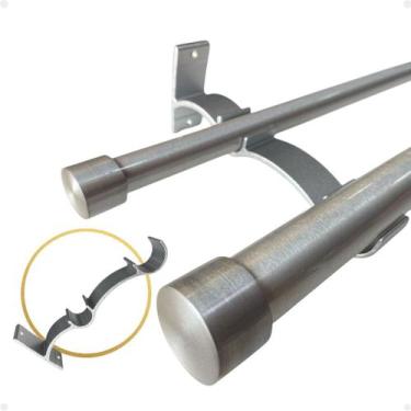 Imagem de Suporte Duplo Comum Perfil Varão Cortina 19.28mm Ilhós Argola Instalaç