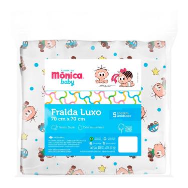 Imagem de Kit 5 Fraldas de Pano Luxo Turma da Mônica Baby