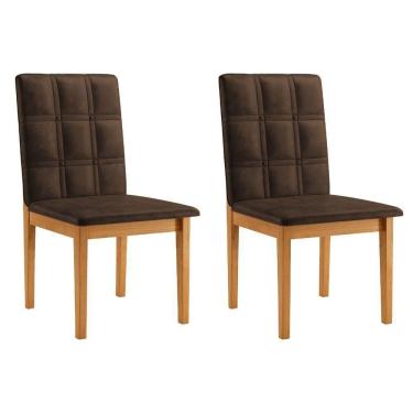 Imagem de Conjunto 2 Cadeiras ágata Verona Chocolate Com Botões Pés Em Madeira Jcm