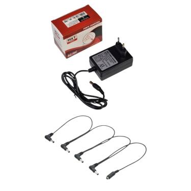 Imagem de Kit Fonte 9V 2A 18W + Cabo Extensor Alimentação 4 Pedais Mxt
