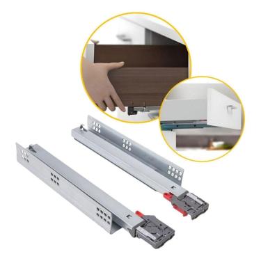 Imagem de Par Corrediça Telescópica Oculta 45Cm Gaveta Amortecedor