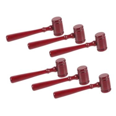 Imagem de Operitacx 6 peças Juiz martelo leilão venda juízes juiz para festa Halloween adereço segurando madeira vermelha