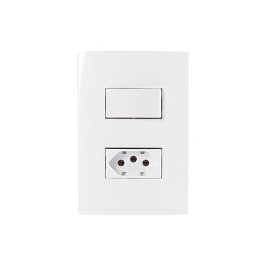 Imagem de Interruptor Simples 10A e Tomada 2P+T 20A MarGirius Sleek com Placa 4x2 Branco