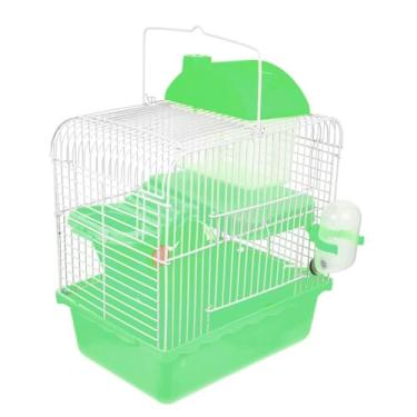 Imagem de 1 gaiola de camada dupla para hamster gaiola para animais pequenos hamster habitat gaiola de rato com túnel e garrafa de água para porquinho-da-índia, furão, hamster