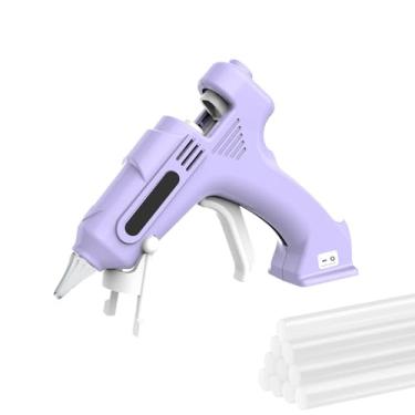 Imagem de Pistola de cola quente sem fio, kit de cola quente elétrica de pré-aquecimento rápido com 10 peças de 7 mm de alta aderência, dispensação automática, mini pistola de cola quente para crianças, faça