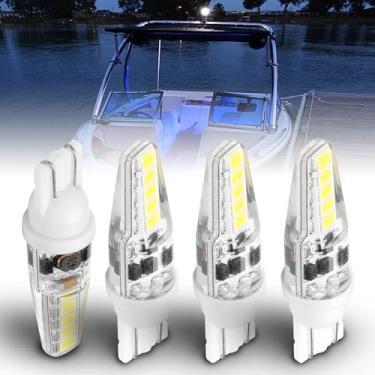 Imagem de T10 Base de cunha 906 Lâmpada LED para Barco Marinho AC/DC 12V-24V 6000K Branco Frio Substituição All-Round Masthead Anchor Stern Navigation Lights for Kayak Sailboat Pontoon Boat, Pacote com 4