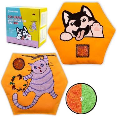 Imagem de Wisesorb Pacotes dessecantes recarregáveis de 600 g para armazenamento, pacotes de gel de sílica indicadores de cor, absorventes de umidade com janela transparente, sacos de desumidificador