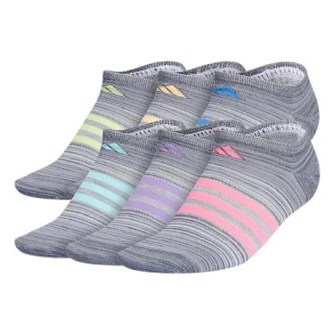 Imagem de adidas Meias invisíveis infantis Superlite (6 pares), cinza Onix, cinza/rosa lúcido, P, Cinza/Cinza/Rosa Lúcido, P