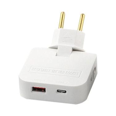 Imagem de Adaptador De Tomada Europeia Dobrável 4 Em 1 Com Carregador USB E Port