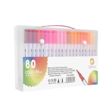 Imagem de Kit60/80/100/120 Cores Caneta 2 em1 Brush Lettering e Ponta Fina Dual Pen Canetinha Colorir Desenho (80)